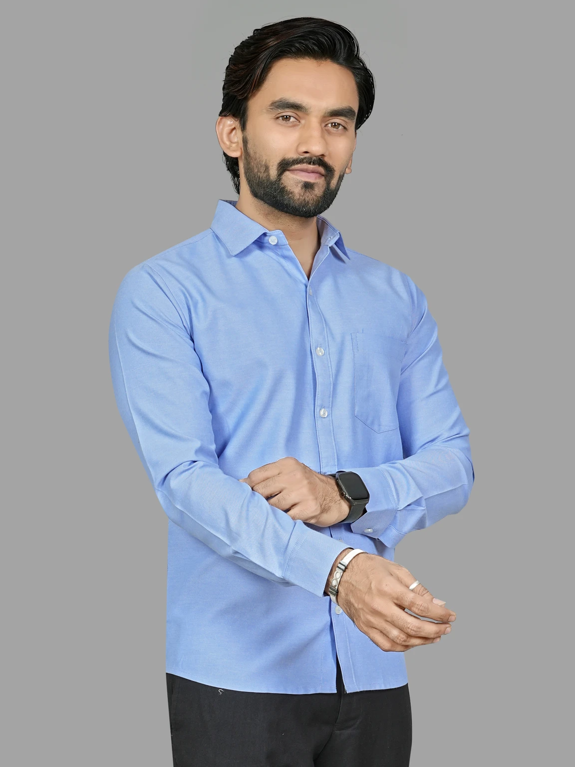 Dopri Men Regular Fit Solid Spread Collar Formal Shirt - Image 2