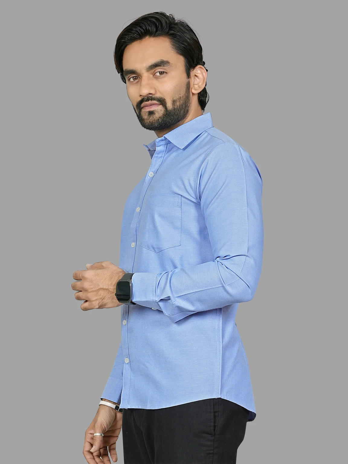 Dopri Men Regular Fit Solid Spread Collar Formal Shirt - Image 3