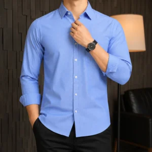 Dopri Men Regular Fit Solid Spread Collar Formal Shirt