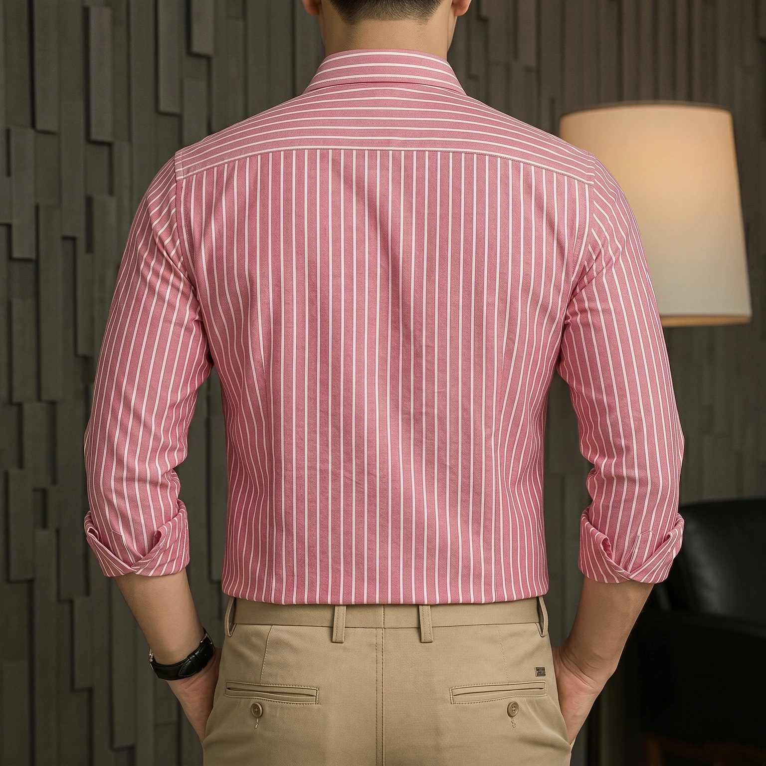 indossare Men Regular Fit Striped Spread Collar Formal Shirt - Image 3